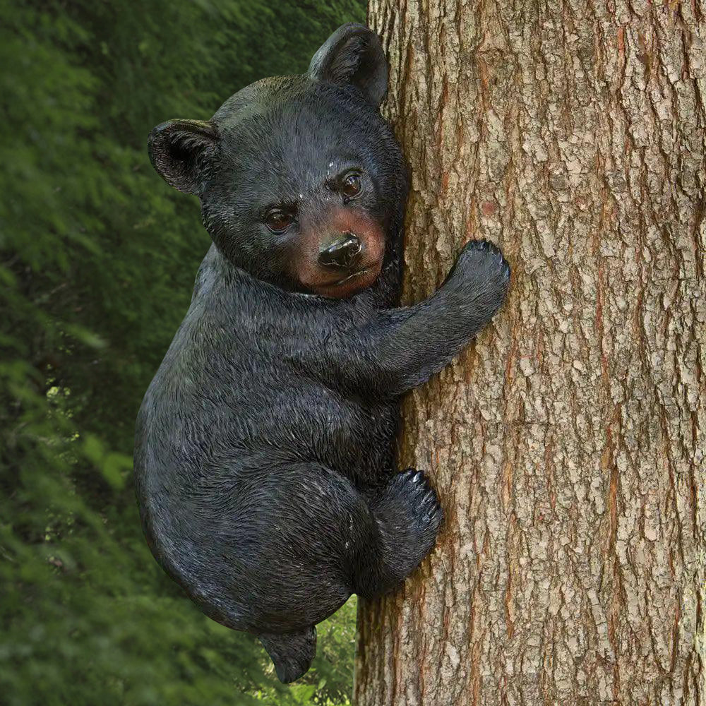 BEAR CUB UP A TREE SCULPTURE